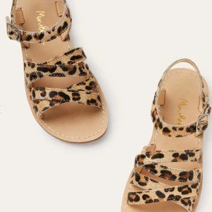 Mini Boden Girl Leopard Print Ankle Strap Leather Sandals NWB Size (32) US 1